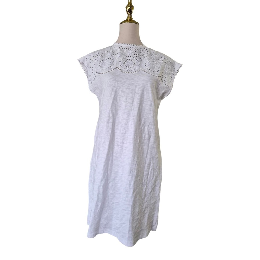 Boden White‎ Cotton Cutwork Jersey T-shirt Dress Size 6R Eyelet New with Tag